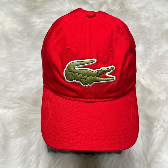 LACOSTE BIG CROC DAD HAT / LACOSTE HAT RED - Picture 2 of 7